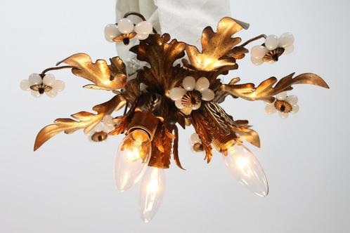 Goudblad Italiaans plafonnière, Antiek en Kunst, Antiek | Lampen, Ophalen of Verzenden