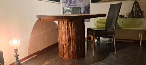 eettafel met boomstam poot. diameter 120cm, Huis en Inrichting, Tafels | Eettafels, Zo goed als nieuw, 100 tot 150 cm, 100 tot 150 cm