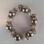 Armband met grove kralen, zilverkleurig-parelmoer, Ophalen of Verzenden, Gebruikt, Zilver, Overige materialen
