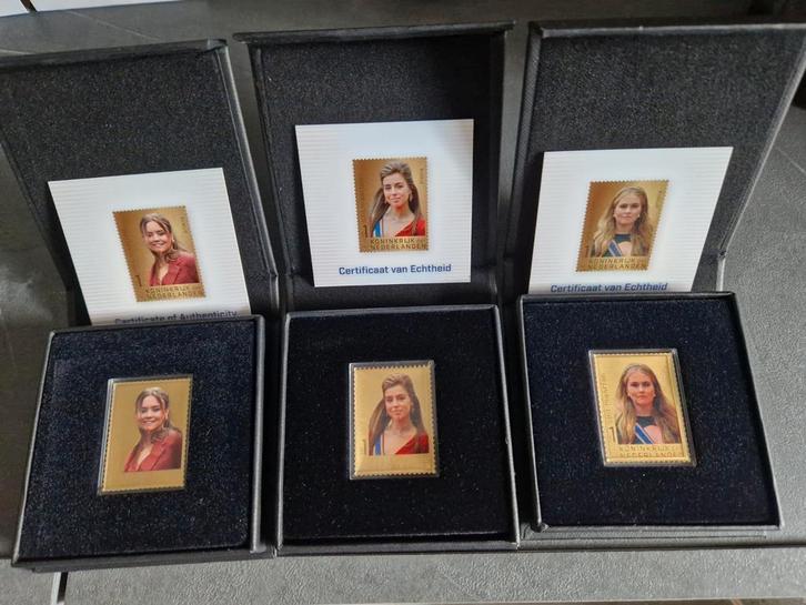 ‼️ Gouden postzegels Amalia Ariane Alexia sint maarten ‼️, Postzegels en Munten, Postzegels | Nederland, Postfris, Na 1940, Verzenden
