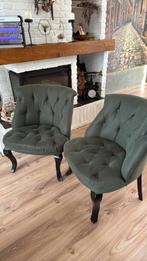 2 groene stoelen, Huis en Inrichting, Fauteuils, Ophalen, Minder dan 75 cm, Zo goed als nieuw, Stof