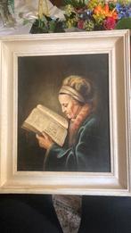 Schilderij Heinz Rüsing lezende oude dame, Antiek en Kunst, Ophalen of Verzenden