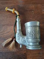 Vintage Tinnen Cognac Pijp met Reliëf, Antiek en Kunst, Antiek | Tin, Ophalen of Verzenden