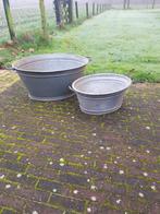 Twee zinken teilen, Tuin en Terras, Bloembakken en Plantenbakken, Ophalen, Gebruikt, Minder dan 30 cm, Minder dan 60 cm