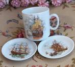 Leuke set van beker en 2 petit-four schaaltjes, oude schepen, Ophalen of Verzenden, Zo goed als nieuw, Porselein, Overige stijlen