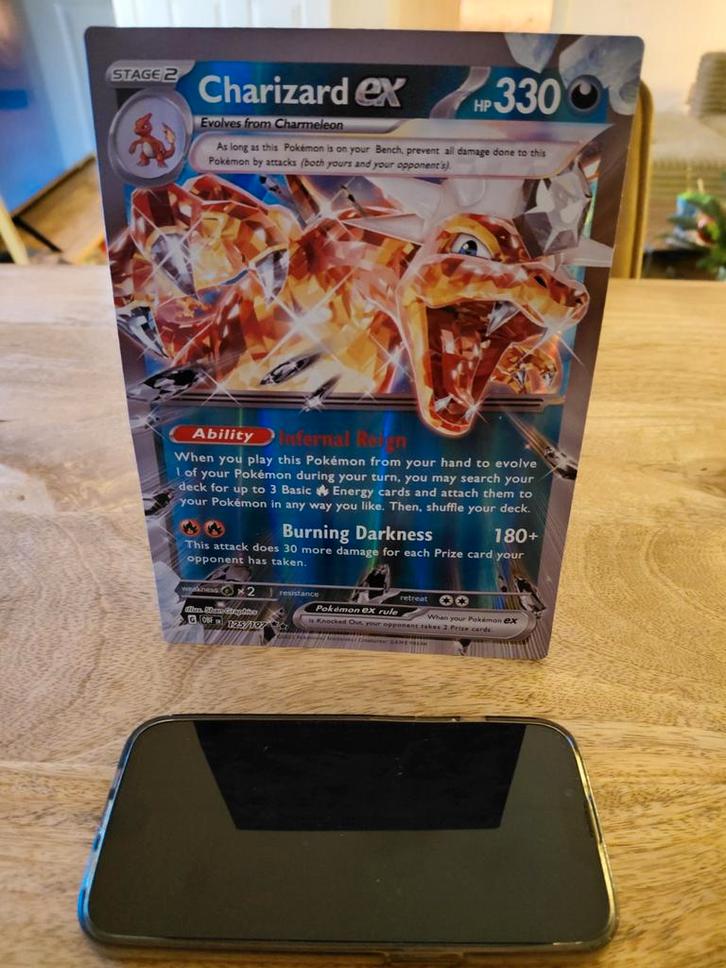 Oversized Charizard EX Pokemonkaart, Hobby en Vrije tijd, Verzamelkaartspellen | Pokémon, Zo goed als nieuw, Losse kaart, Ophalen of Verzenden