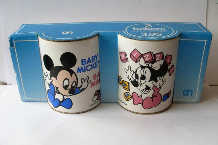 2 Disney Babies Bekers Baby Mickey Mouse & Baby Minnie Mouse, Verzamelen, Disney, Zo goed als nieuw, Servies, Mickey Mouse, Ophalen of Verzenden