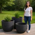 Grote Lexpo Betonlook Plantenbakken - Set van 3 nieuw, Rond, Nieuw, Ophalen of Verzenden, Beton