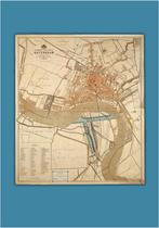 Grote antieke landkaart van Rotterdam uit 1870 (reproductie), Boeken, Atlassen en Landkaarten, Nederland, Ophalen of Verzenden