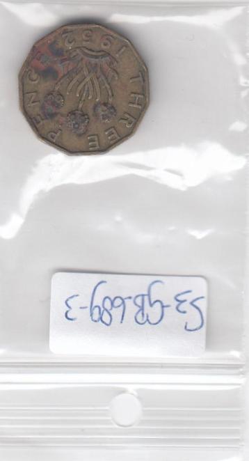 S3-GBR-0689-03 Verenigd Koninkrijk 3 pence 1952  VF KM 873 beschikbaar voor biedingen