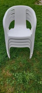 Vier schone witte Hartman tuinstoelen stapelbaar!, Ophalen, Gebruikt, Kunststof, Stapelbaar
