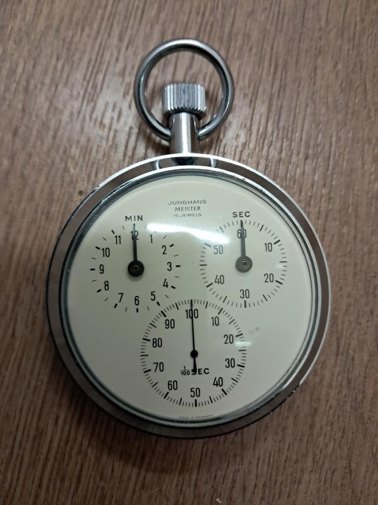 Junghans Meister 15 Jewels Stopwatch - Vintage, Antiek en Kunst, Antiek | Klokken, Ophalen of Verzenden