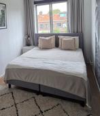 Grijze boxspring 160 bij 200, Ophalen, Gebruikt, Tweepersoons, 160 cm