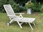 vintage deckchair, Ophalen, Gebruikt, Hout, Verstelbaar