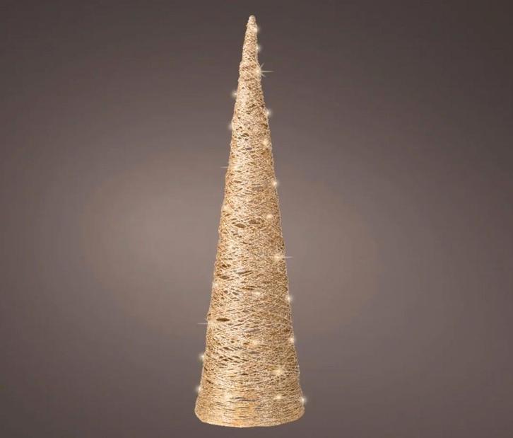 4 stuks Lumineo decoratieboom kegel goud met verlichting H78, Diversen, Kerst, Nieuw, Ophalen
