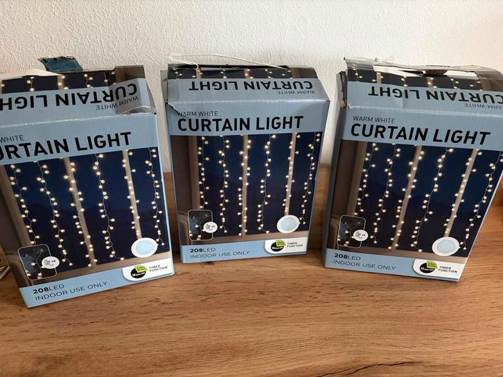 3x Raam gordijn sneeuw bolletjes verlichting met timer, Huis en Inrichting, Lampen | Hanglampen, Zo goed als nieuw, 75 cm of meer