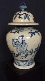Chinese POT met DEKSEL > Keramiek Chinees Garden < 19 cm hg, Huis en Inrichting, Woonaccessoires | Vazen, Overige kleuren, Aardewerk of Porselein