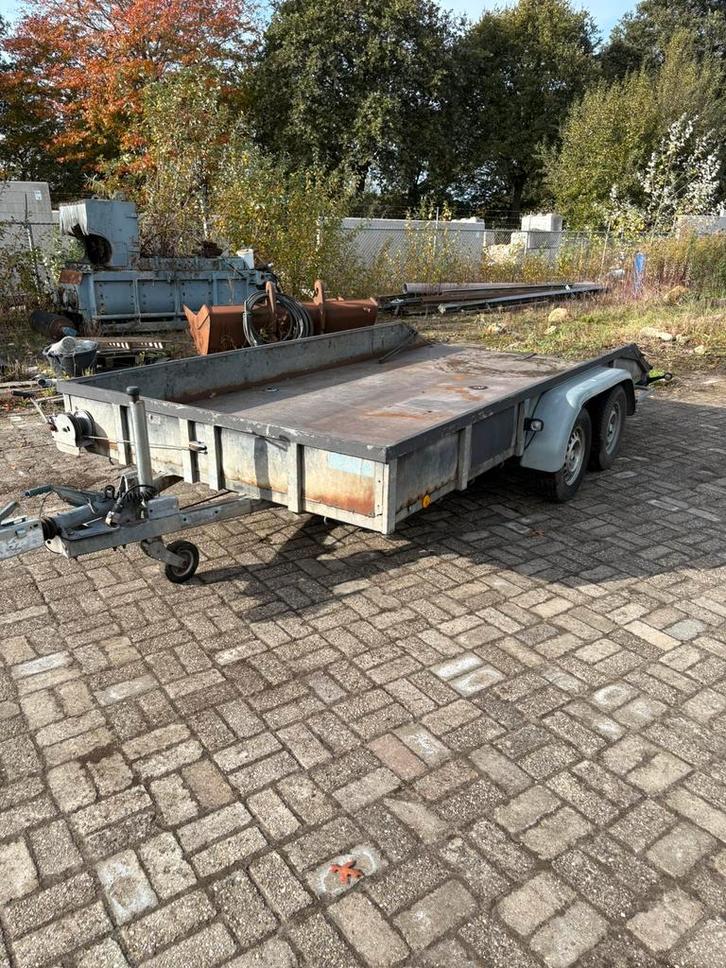 Machine transporter / grote platte aanhanger, Auto diversen, Aanhangers en Bagagewagens, Gebruikt, Ophalen