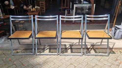 Arrben opklapbare eetkamerstoelen – 4 stuks, Huis en Inrichting, Stoelen, Gebruikt, Vier, Hout, Metaal, Riet of Rotan, Overige kleuren