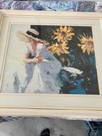 Schilderij Louis van der Beesen  - Vrouw met zonnebloemen, Antiek en Kunst, Ophalen