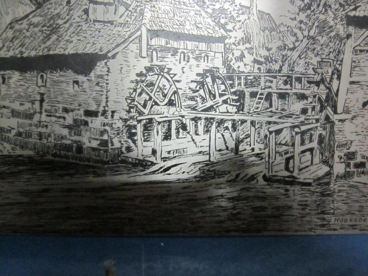 pen tekening op plaat, Antiek en Kunst, Kunst | Tekeningen en Foto's, Ophalen of Verzenden