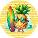 L470 icing frosting ananas surf 20cm eetbare taart print top, Ophalen of Verzenden, Nieuw, Taarten, Versiering