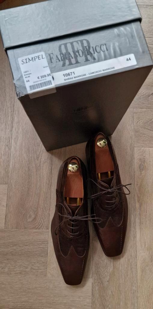 nw. Sjiek Fabiano Ricci schoenen donkerbr. leder/suede mt 44, Kleding | Heren, Schoenen, Nieuw, Bruin, Ophalen of Verzenden