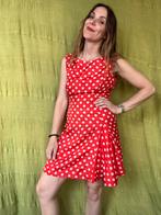 Vintage jurkje / jurk - rood - witte stippen - S/36/small, Ophalen of Verzenden, Maat 36 (S), Gedragen, Boven de knie