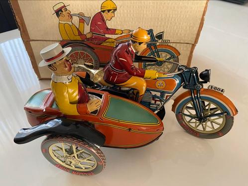 Blikken motorfiets/zijspan origineel Paya., Antiek en Kunst, Antiek | Speelgoed, Ophalen of Verzenden