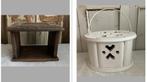 2x Brocante oud houten stoofje - voetenstoofje - stoof, Antiek en Kunst, Ophalen of Verzenden