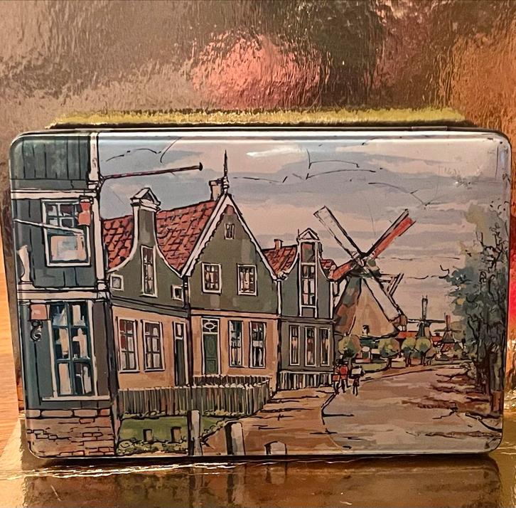 Vintage Verkade Koektrommel met Hollands tafereel (MPXI), Verzamelen, Blikken, Gebruikt, Beschuit, Verkade, Ophalen of Verzenden