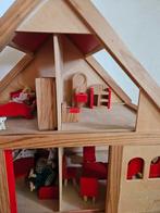 Houten Poppenhuis met Meubels, Kinderen en Baby's, Speelgoed | Poppenhuizen, Ophalen, Gebruikt, Poppenhuis