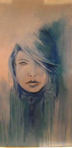 Blauw Portret, Antiek en Kunst, Kunst | Schilderijen | Klassiek, Ophalen of Verzenden