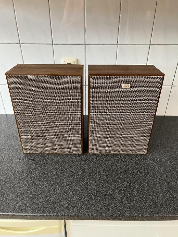 Set vintage Sony luidsprekers , boxen ., Audio, Tv en Foto, Luidsprekers, Gebruikt, Front, Rear of Stereo speakers, Minder dan 60 watt