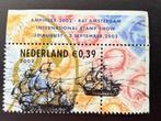 Postzegel Nederland VOC 400 jaar 1602-2002; hoektabs, Ophalen of Verzenden, Na 1940, Gestempeld