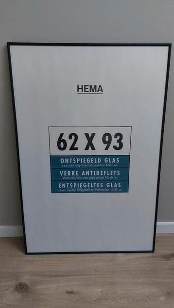 Fotolijst / posterlijst zwart 62 x 93 cm ontspiegeld glas beschikbaar voor biedingen