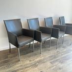 4 Bert Plantagie stoelen – leder & RVS – topstaat!, Verzenden, ., Zo goed als nieuw, .