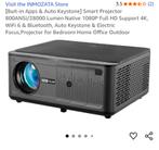 Smart Projector 1080P Full HD 4K Ondersteuning, LED, Nieuw, Ophalen of Verzenden, INMOZATA