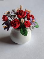 porseleinen witte vaas met polymer bloemboeket / miniatuur, Ophalen, Nieuw, Decoratie
