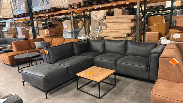 Hoekbank microleder antraciet. Zacht zitcomfort, Huis en Inrichting, Banken | Complete zithoeken, Nieuw, Ophalen