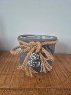 Bloempot / mand grijs 15cm merry christmas, Ophalen of Verzenden, Zo goed als nieuw