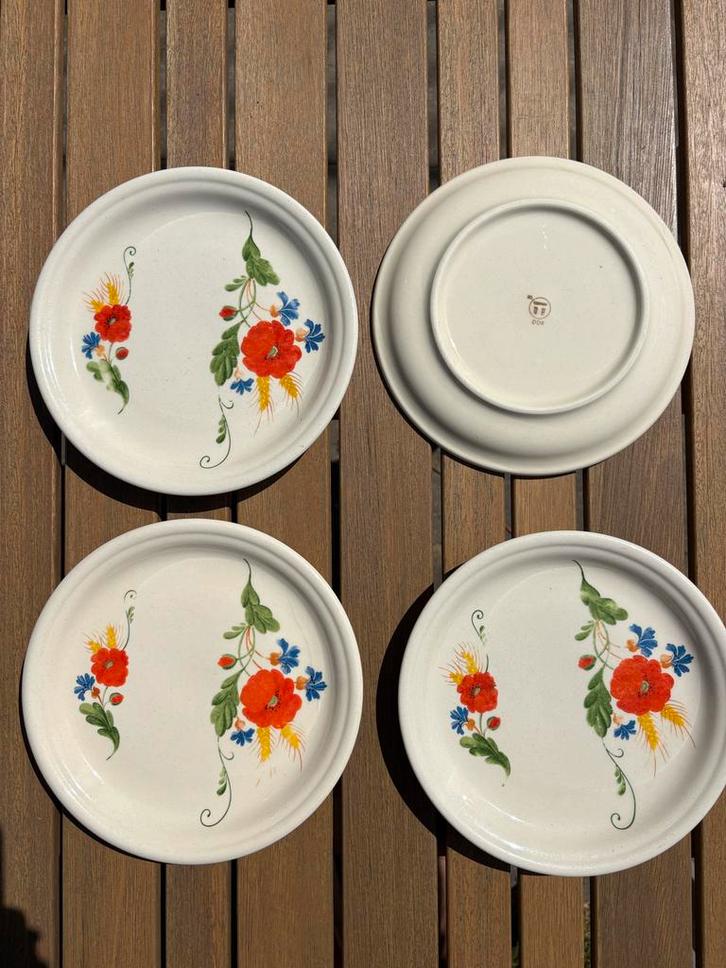 Vintage DDR Borden met Bloemmotief - Set van 4, Hobby en Vrije tijd, Verzamelkaartspellen | Pokémon, Gebruikt, Overige typen, Ophalen of Verzenden