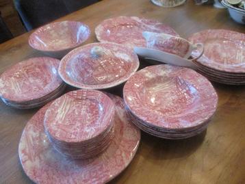 Dickens Coaching Days roze (rood/pink) serviesdelen  beschikbaar voor biedingen