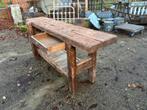 Timmermanswerkbank of industriële houten werkbank sidetable, Antiek en Kunst, Ophalen