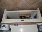 Landelijke salon tafel wit bruin blad, Huis en Inrichting, Tafels | Salontafels, Ophalen, Gebruikt, Teakhout, 50 tot 100 cm