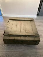 Vintage /Leger/militaria Houten Kist munitiekist op Wielen, Huis en Inrichting, Woonaccessoires | Kisten, Ophalen, Gebruikt, 50 tot 100 cm