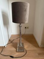 Zilveren staande lamp met bruine kap 2x, Ophalen of Verzenden, Gebruikt, Metaal, Minder dan 100 cm