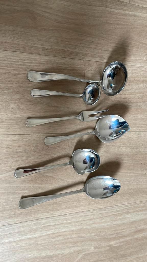 Verzilverde serveerlepels Keltum P6 prinses, Huis en Inrichting, Keuken | Bestek, Zo goed als nieuw, Los bestek, Zilver, Vaatwasserbestendig