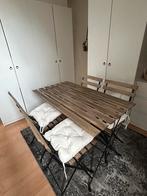 Bistro set 4 persoons, Tuin en Terras, Tuintafels, Ophalen of Verzenden, Zo goed als nieuw, Rechthoekig, Hout