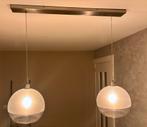 Dubbele pendel met glazen lampenkappen, Ophalen of Verzenden, Zo goed als nieuw, Modern, Metaal